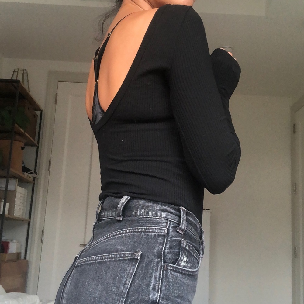 Reformation open back ribbed Long sleeves XS Black